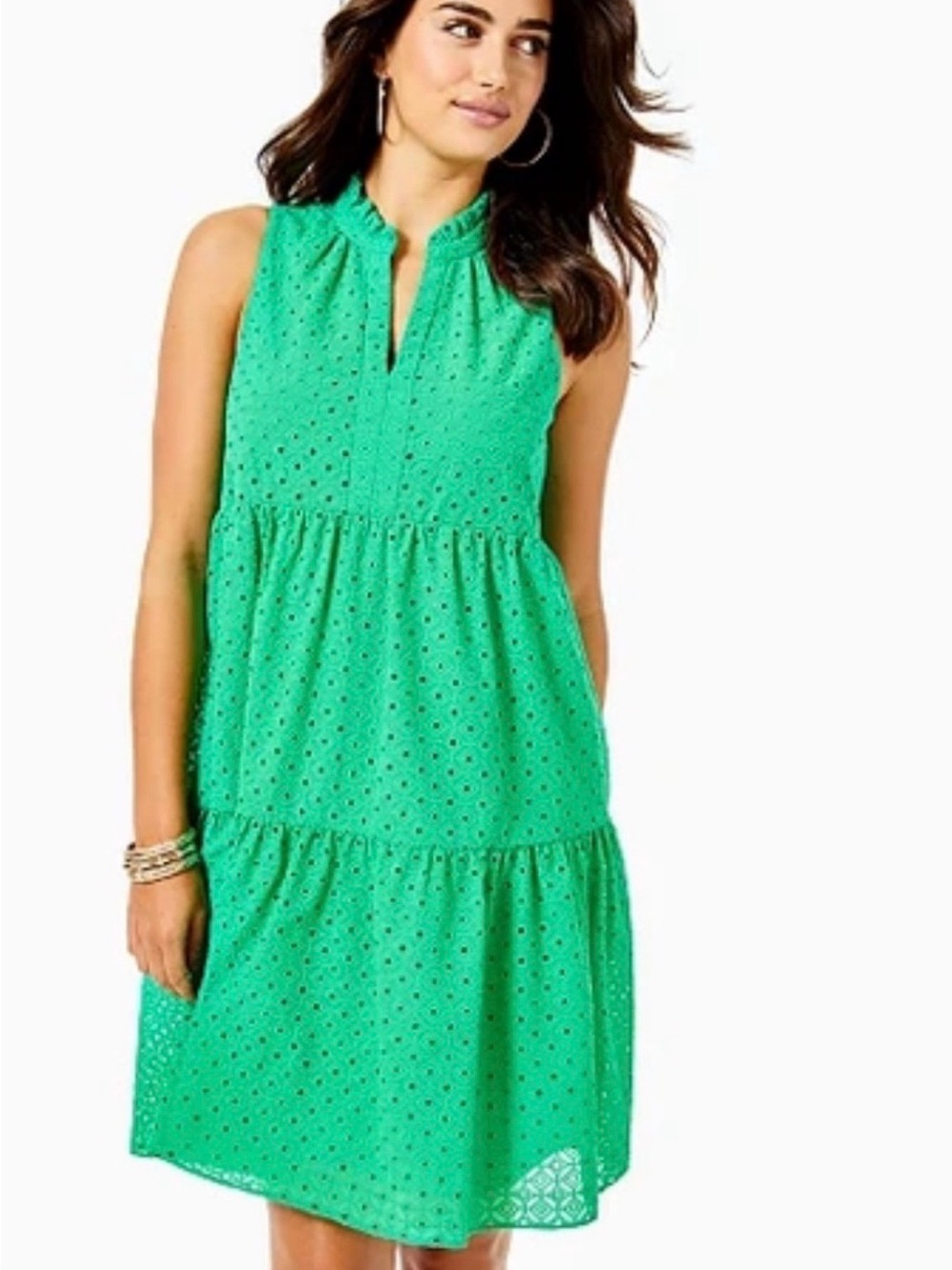 Lilly Pulitzer Novella Resort Green Agave Eyelet Dress, USM, like NEW